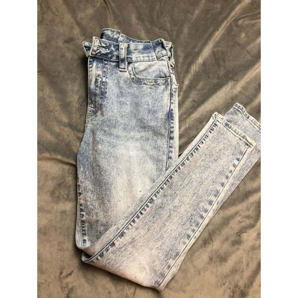 True Religion Jennie Curvy Super Skinny Jeans Size 27‎ Light Blue Acid Wash